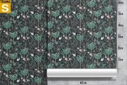 Carta da Parati Design e Stili Flora e Fauna Alberi Fiori Foglie Tropicale