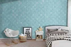 Blue polka dot children's wallpaper decoration.