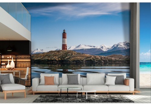 Wallpaper lighthouse with lake landscape