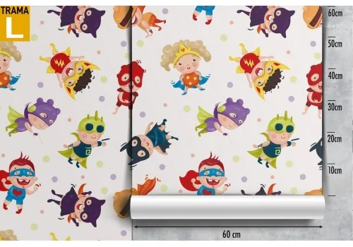 Superheroes characters pattern children's wallpaper. 2