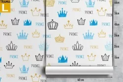 Carta da Parati corone stilizzate decorazione bambini.