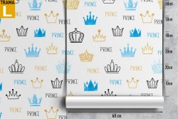 Wallpaper with stylized crowns for children's decoration.