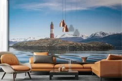 Wallpaper lighthouse with lake landscape