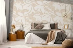 Wallpaper with refined abstract nature leaf pattern.