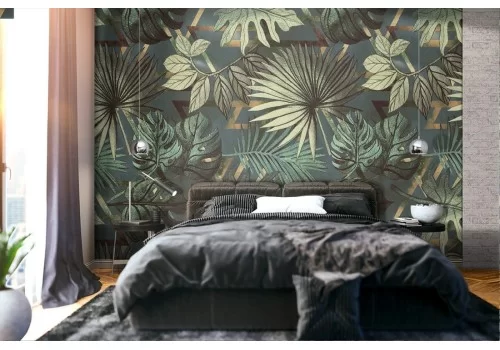 Carta da Parati foglie tropicali natura pattern astratto.