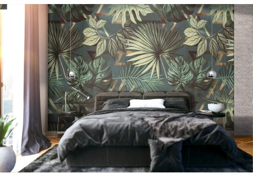 Tropical leaves nature abstract pattern wallpaper.