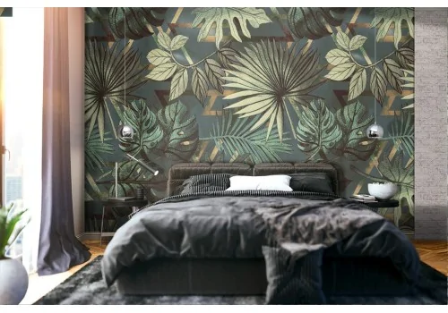 Tropical leaves nature abstract pattern wallpaper.