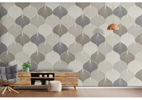 Wallpaper stylized leaves chain pattern.