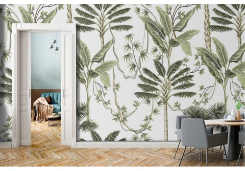 Tropical plants and leaves nature pattern wallpaper.