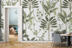 Tropical plants and leaves nature pattern wallpaper.