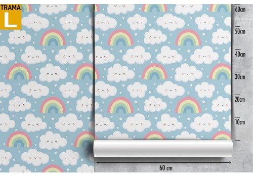 Rainbows and clouds pattern children's wallpaper. 2