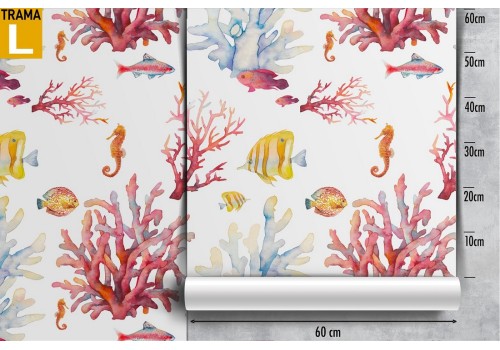 Wallpaper with coral and fish pattern for children. 2