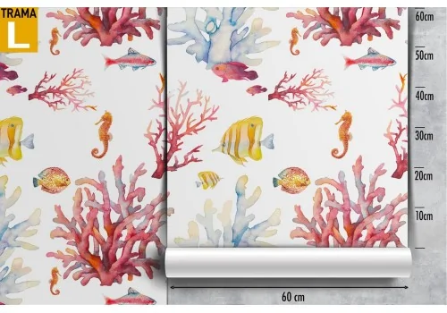 Wallpaper with coral and fish pattern for children. 2