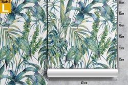 Wallpaper with tropical leaves and trees nature pattern.
