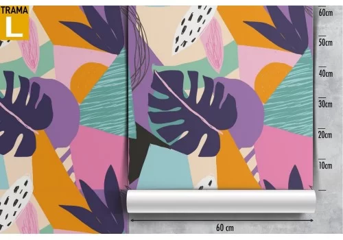 Carta da Parati foglie tropicali astratte moderne pattern. 2