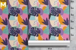 Carta da Parati Astratta Foglie Moderna Tropicale