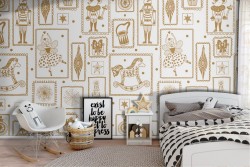 Carta da Parati giocattoli stilizzati decorazione bambini.