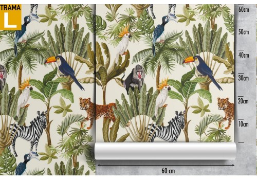 Tropical forest trees and animals wallpaper. 2