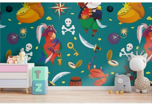 Carta da Parati pirati decorazione bambini.