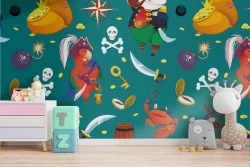 Pirate wallpaper decoration for children.