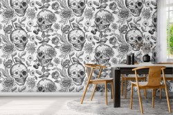 Wallpaper skulls design MEXICO modern pattern.