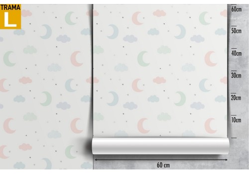 Moon and stars wallpaper decoration for children. 2