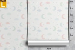 Carta da Parati luna e stelle decorazione bambini.