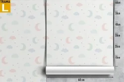 Moon and stars wallpaper decoration for children.