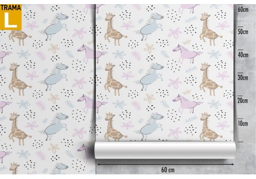 Animal wallpaper giraffes and horses pattern for children. 2