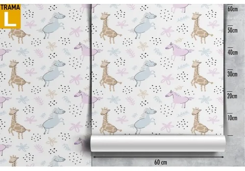 Animal wallpaper giraffes and horses pattern for children. 2