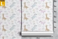 Carta da Parati animali giraffe e cavalli pattern bambini.