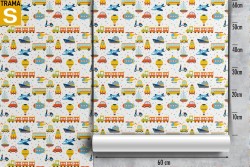 Carta da Parati Bambini Decorazioni e Pattern Razzi aerei mongolfiere