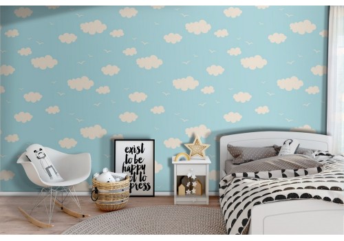 Wallpaper sky with clouds pattern for children.