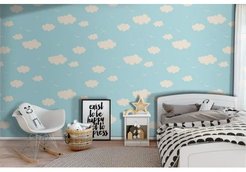 Wallpaper sky with clouds pattern for children.
