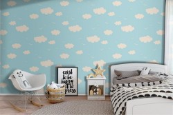 Wallpaper sky with clouds pattern for children.