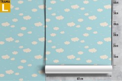Wallpaper sky with clouds pattern for children.