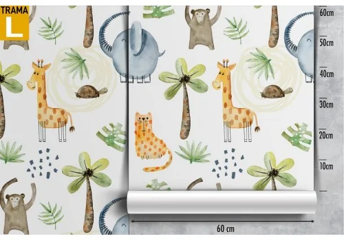 Children's wallpaper with stylized forest animals. 2
