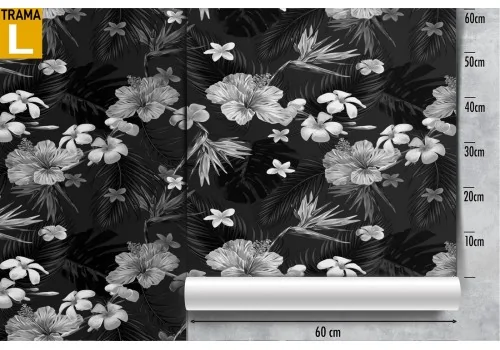 Carta da Parati fiori bianco e nero natura pattern. 2