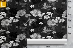 Wallpaper flowers black and white nature pattern.