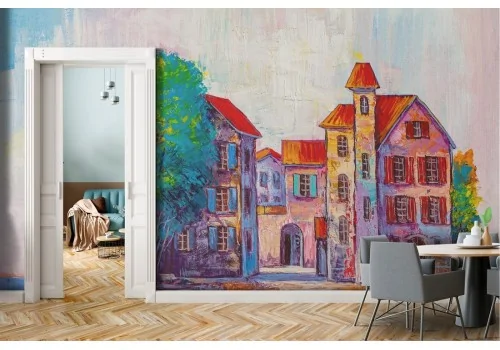 Wallpaper painted small town