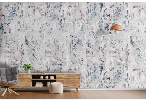 Wallpaper with stylized leaves nature pattern from the '70s.