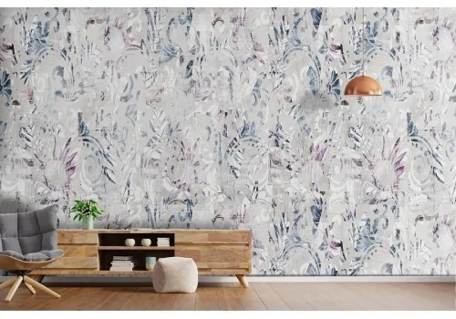 Wallpaper with stylized leaves nature pattern from the '70s.