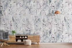 Wallpaper with stylized leaves nature pattern from the '70s.