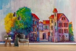 Wallpaper painted small town
