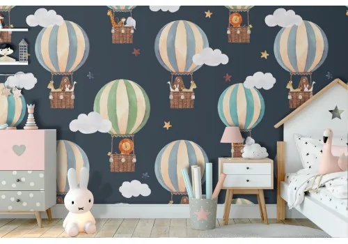 Hot air balloon pattern wallpaper for children decoration.