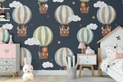 Carta da Parati mongolfiere pattern decorazione bambini.