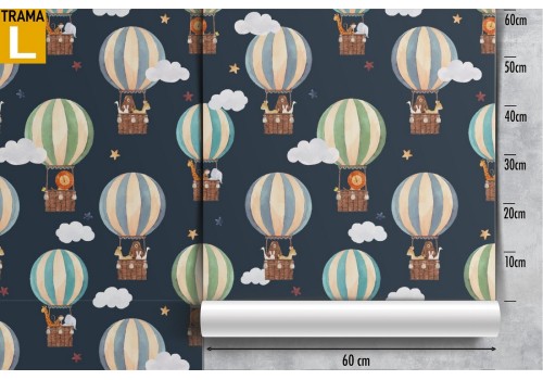 Carta da Parati mongolfiere pattern decorazione bambini. 2