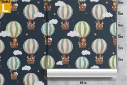 Carta da Parati mongolfiere pattern decorazione bambini.