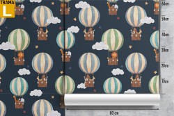 Hot air balloon pattern children's wallpaper.