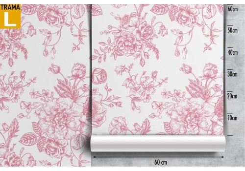 Carta da Parati fiori stilizzati rosa natura pattern. 2